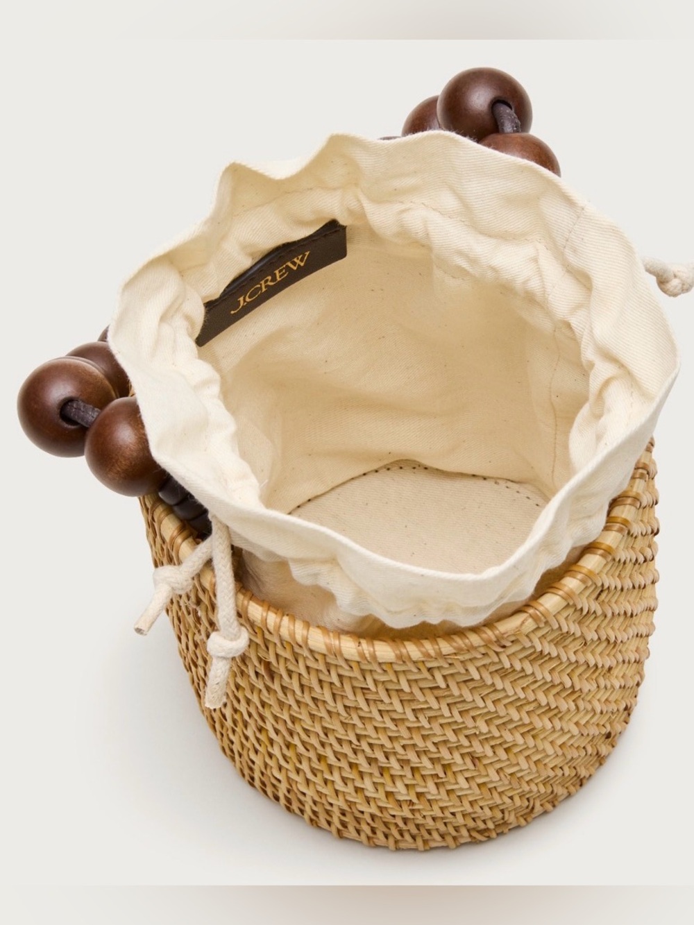 J. Crew Handknotted rattan bucket bag with wood beads - Picture 2 of 4
